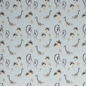 Jersey-Animals-by-Christiane-Zielinski-Lemuren-Palmen-graublau---swafing-50-cm